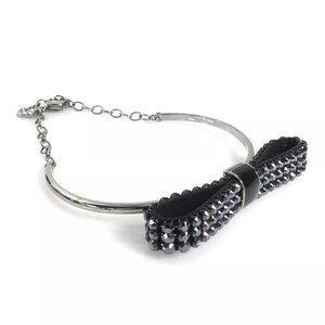 Auth SWAROVSKI Bangle Bracelet Black/Silver Metal/Swarovski - 55862g